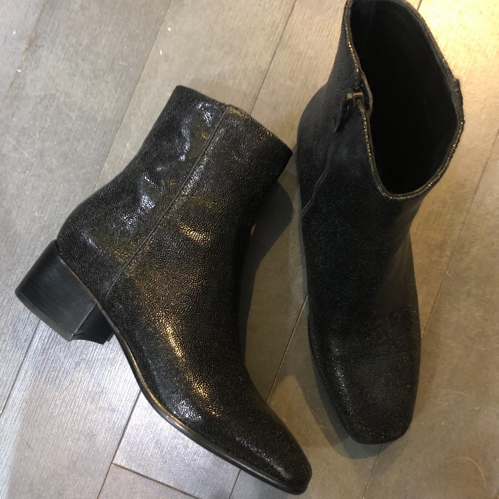 Rag & Bone Black Aslen Textured Leather Mid Boots - image 1